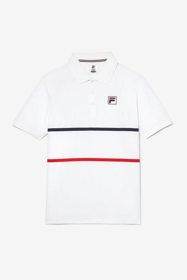 Camisas Polo Fila Homem Branco/Azul Marinho/Vermelhas - Fila Manga Curta Sleeve Tennis With Double S